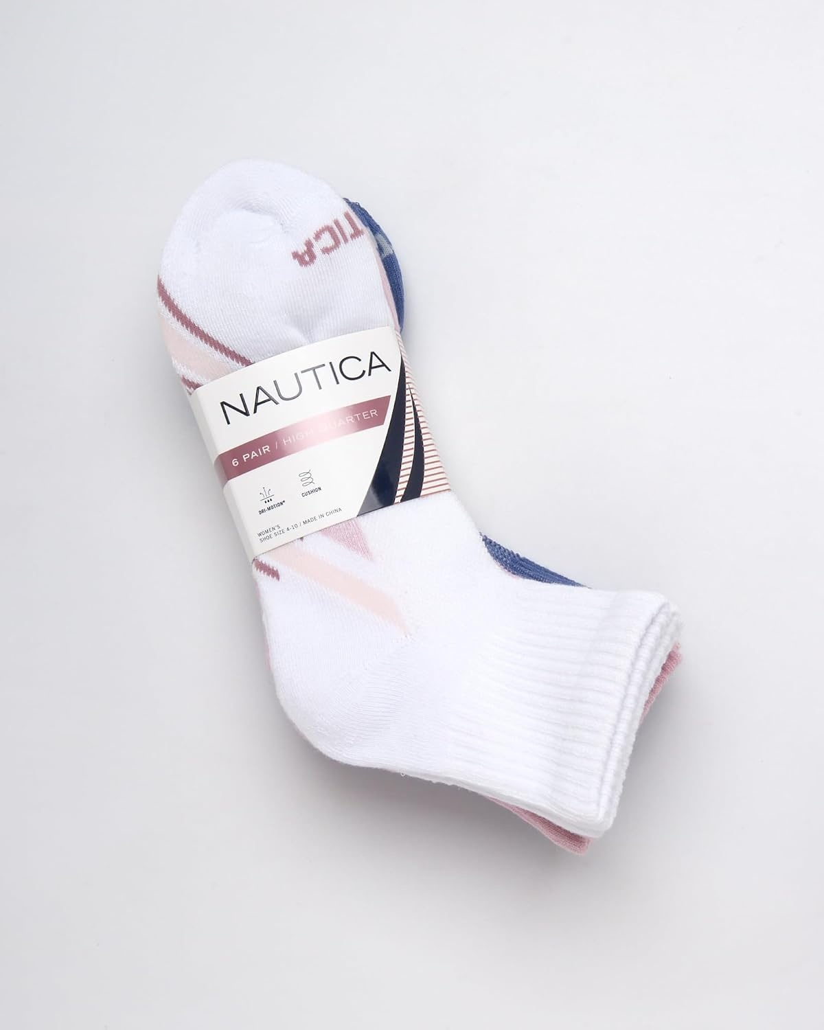 image:imageNautica Womens Quarter Socks 6 Pack Cushioned Moisture Wicking Athletic Socks for Women for Gym Running Sports 410BluePinkWhite