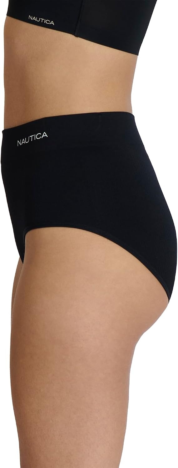 image:imageNautica Womens Seamless Ribbed Knit Brief Underwear Set 5PackChroniumApricot RoseMid Heather GreyIvory ShellBlack