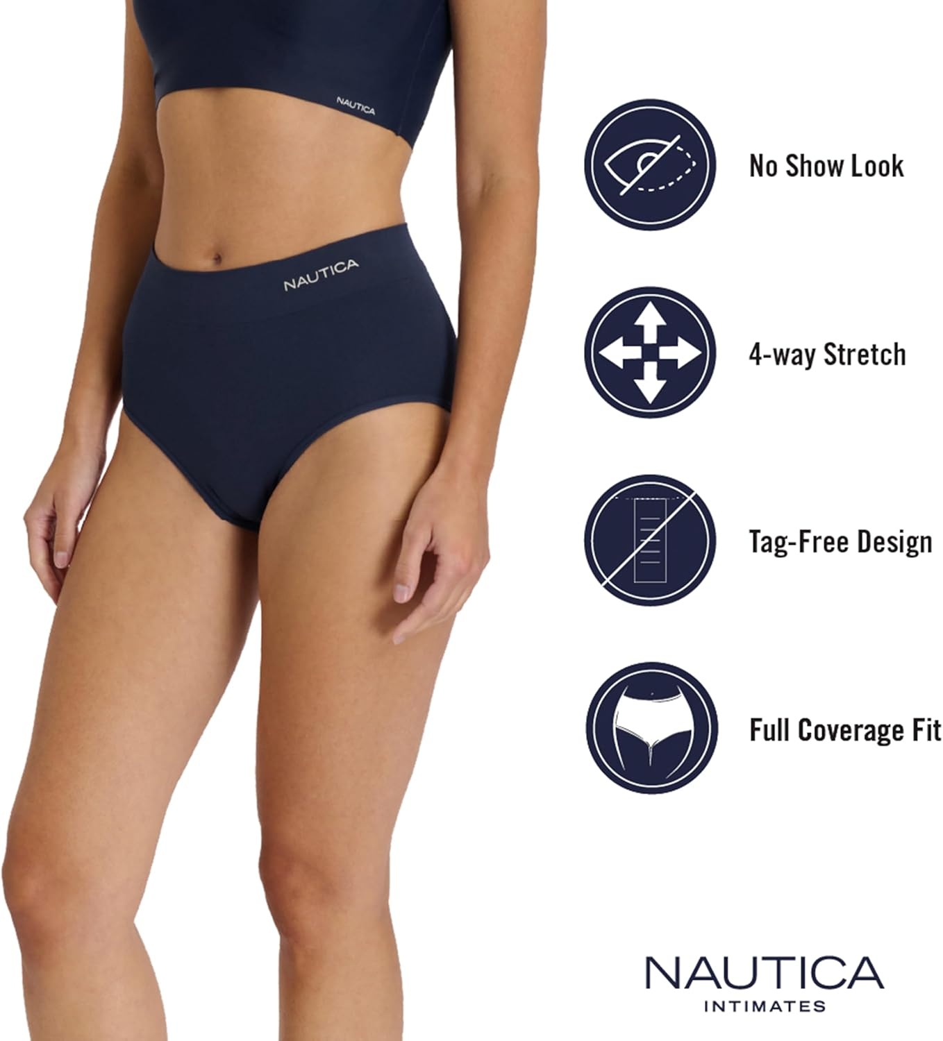 image:imageNautica Womens Seamless Ribbed Knit Brief Underwear Set 5PackCloudy WatersFawnPearl MistMd Heather GreyNavy Beats