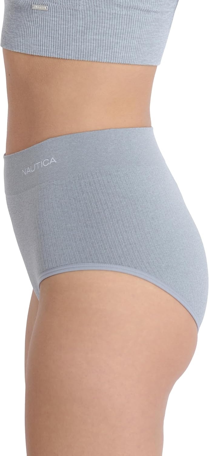 image:imageNautica Womens Seamless Ribbed Knit Brief Underwear Set 5PackCloudy WatersFawnPearl MistMd Heather GreyNavy Beats
