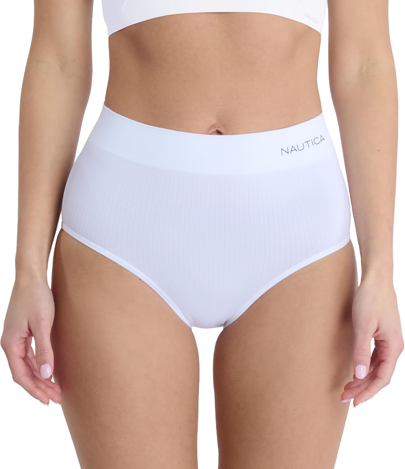 image:imageNautica Womens Seamless Ribbed Knit Brief Underwear Set 5PackMid Heather GreyStonewashWhiteCafe LatteNocturnal Navy