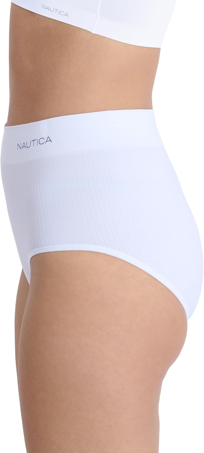 image:imageNautica Womens Seamless Ribbed Knit Brief Underwear Set 5PackMid Heather GreyStonewashWhiteCafe LatteNocturnal Navy