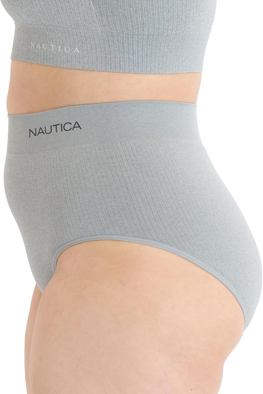 image:imageNautica Womens Seamless Ribbed Knit Brief Underwear Set 5PackPale SageWhiteLight MochaBlackMd Heather Grey