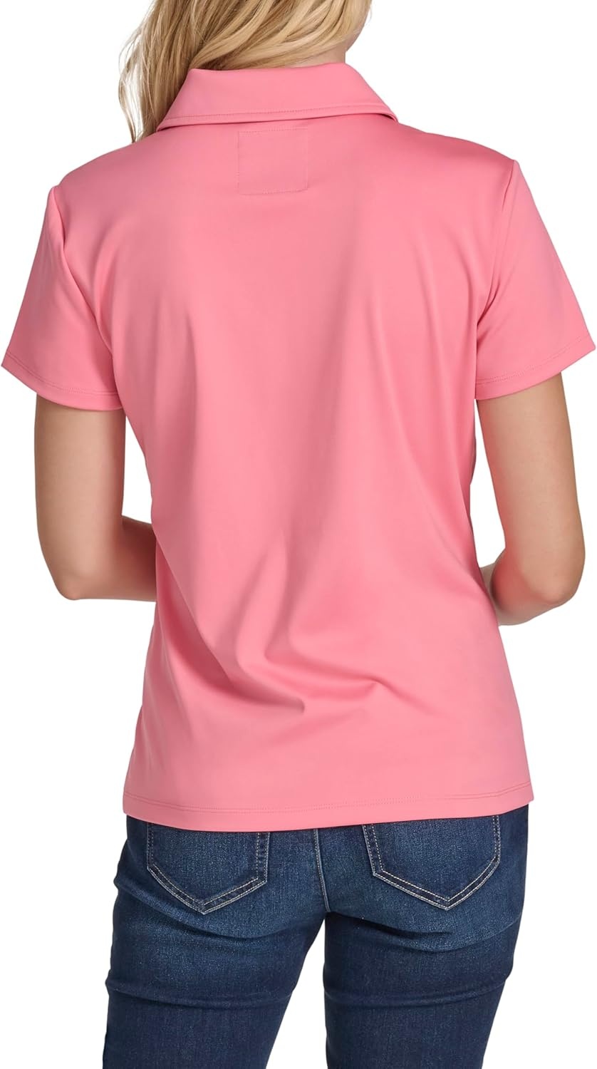 image:imageNautica Womens Short Sleeve Collared Cotton Interlock Soft Touch PoloConfetti