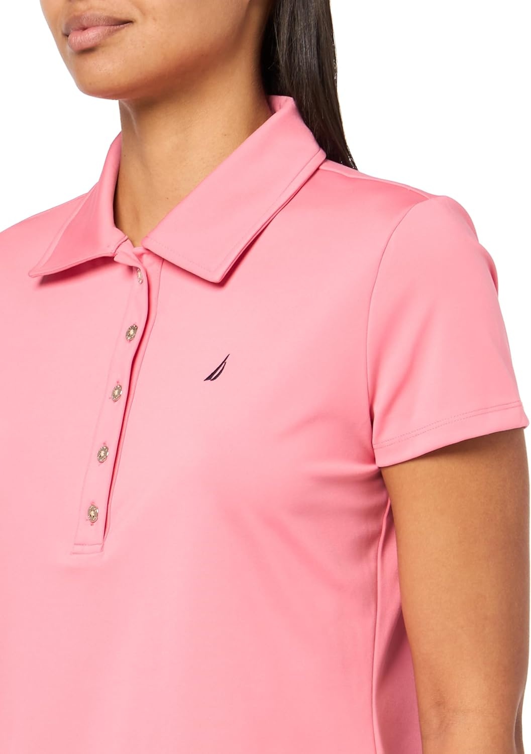 image:imageNautica Womens Short Sleeve Collared Cotton Interlock Soft Touch PoloConfetti