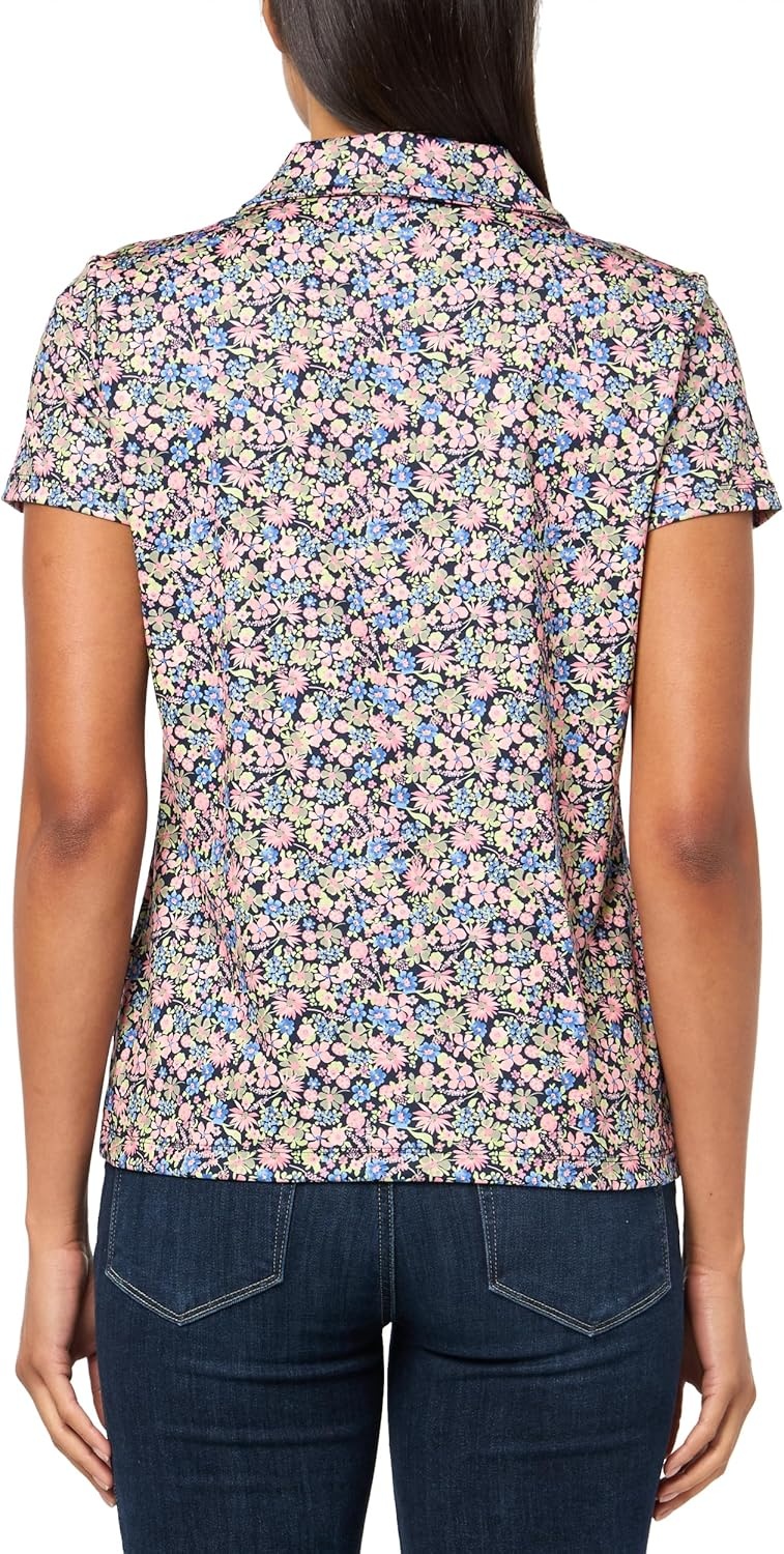 image:imageNautica Womens Short Sleeve Collared Cotton Interlock Soft Touch PoloConfetti Multi
