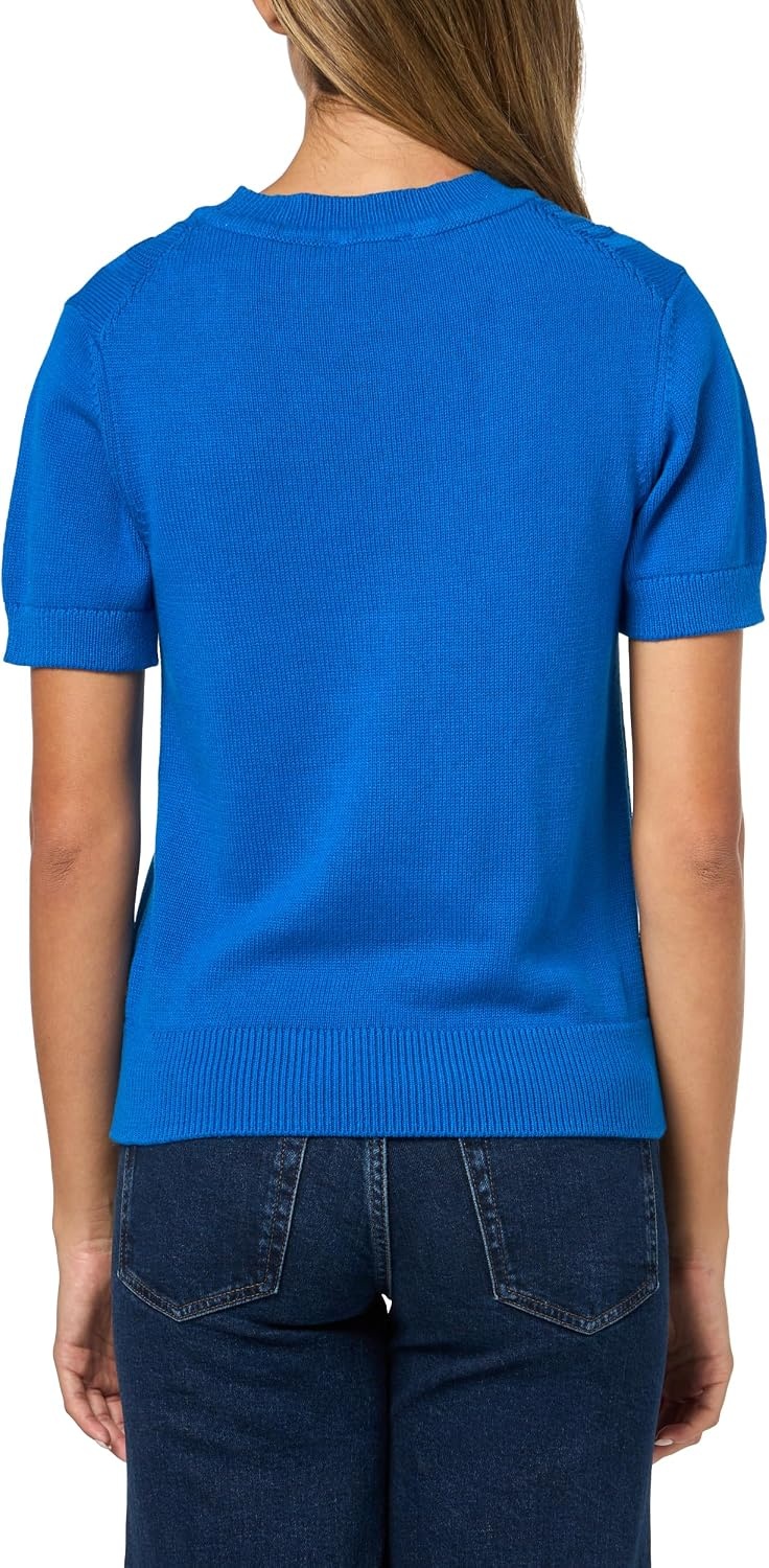 image:imageNautica Womens Short Sleeve Crew Neck Cable Solid SweaterCerulean
