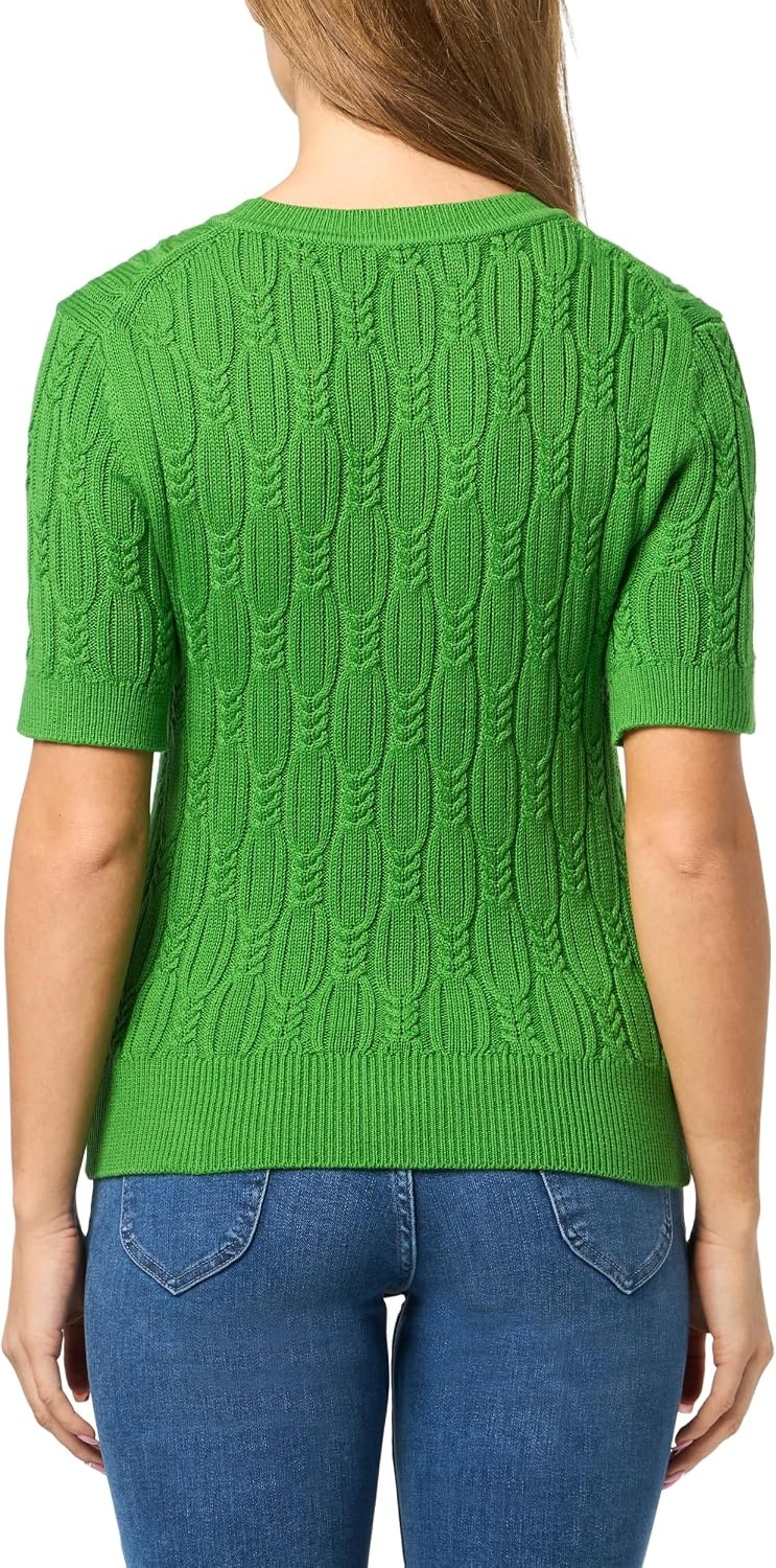 image:imageNautica Womens Short Sleeve Crew Neck Cable Solid SweaterNew Leaf