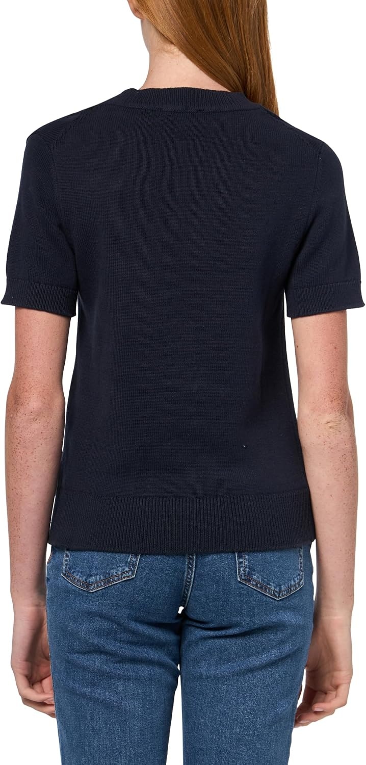 image:imageNautica Womens Short Sleeve Crew Neck Cable Solid SweaterNight Sky