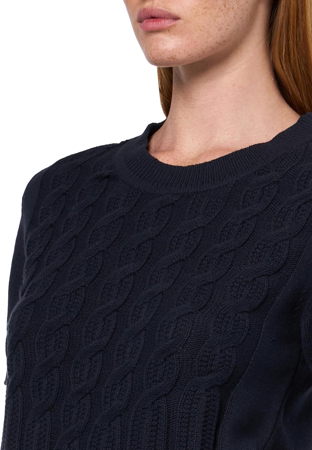 image:imageNautica Womens Short Sleeve Crew Neck Cable Solid SweaterNight Sky