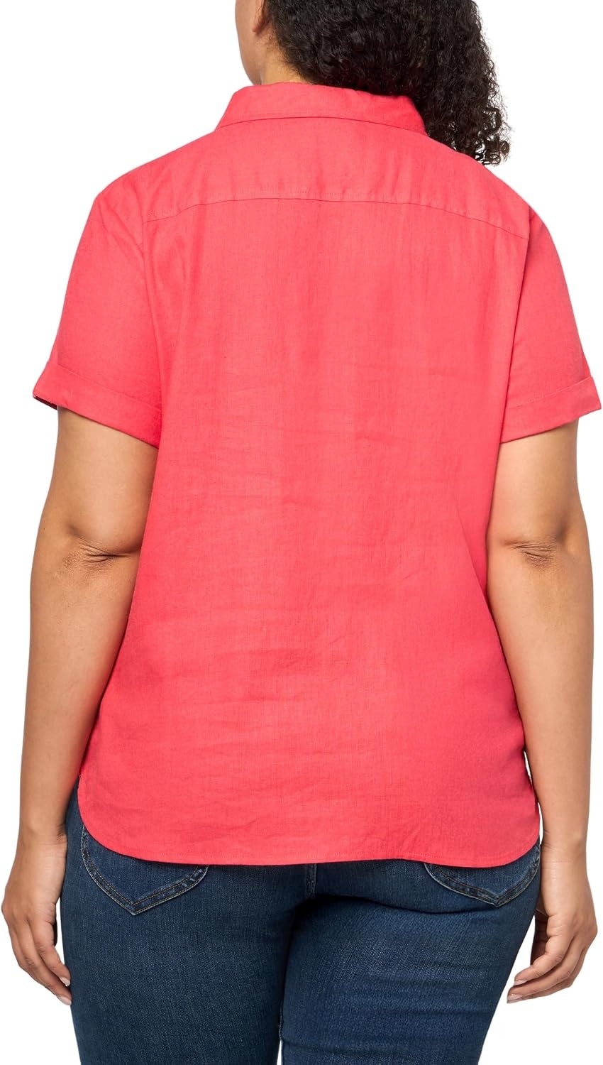 image:imageNautica Womens Short Sleeve Linen Blend Button Up Collared Camp ShirtParadise Pink