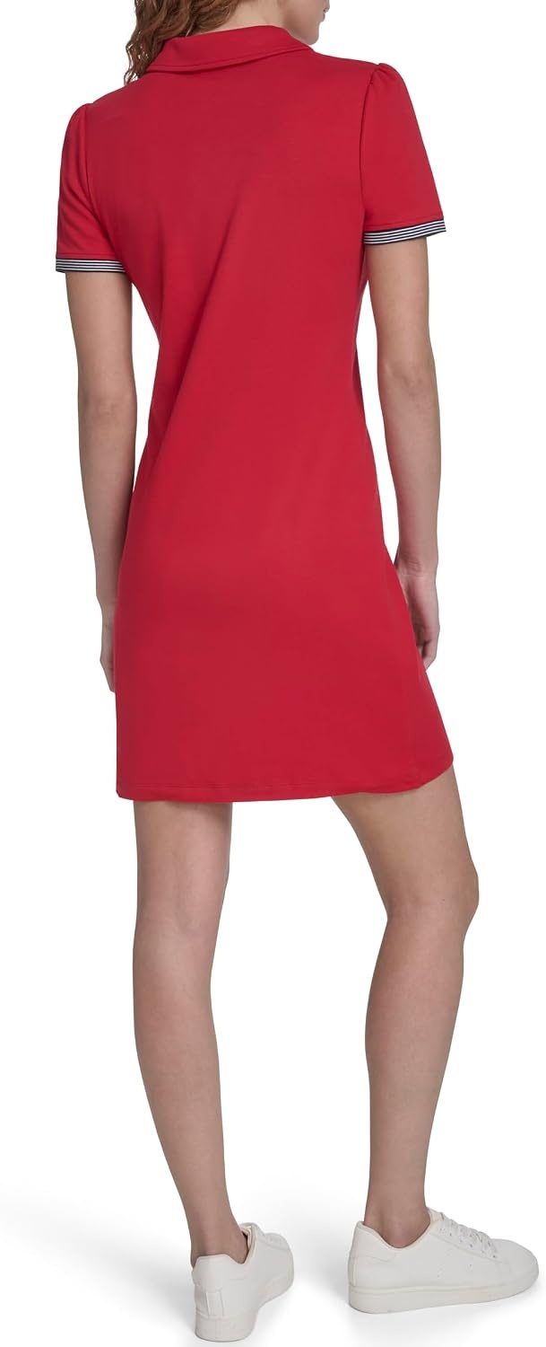 image:imageNautica Womens Short Sleeve Polo Collared Knit DressScarlet