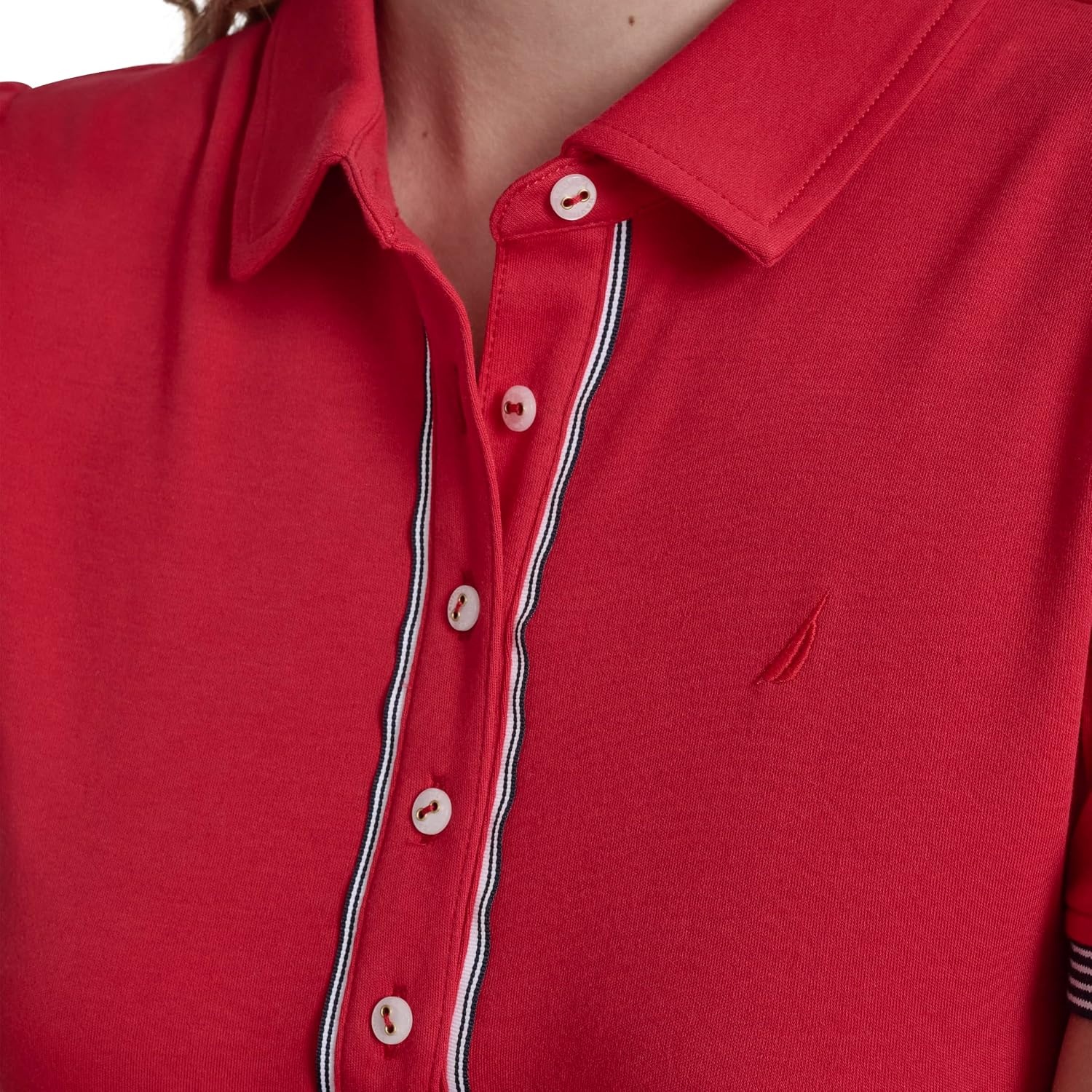 image:imageNautica Womens Short Sleeve Polo Collared Knit DressScarlet