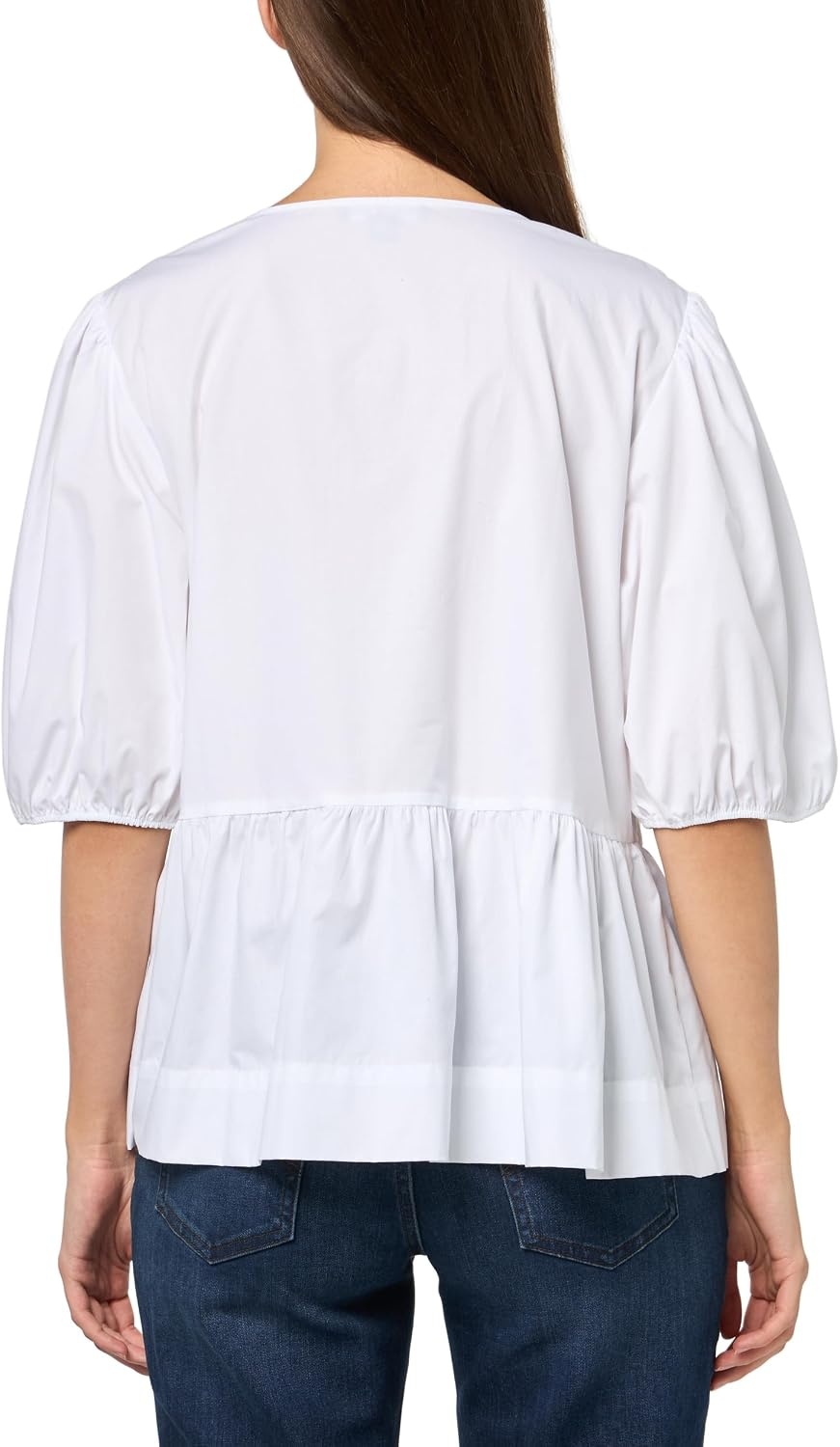 image:imageNautica Womens Short Sleeve Poplin Peplum Tie Front TopBright White