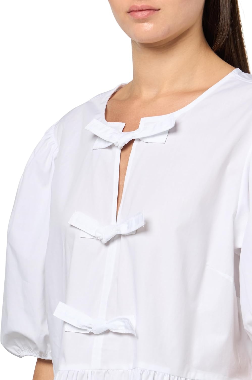 image:imageNautica Womens Short Sleeve Poplin Peplum Tie Front TopBright White