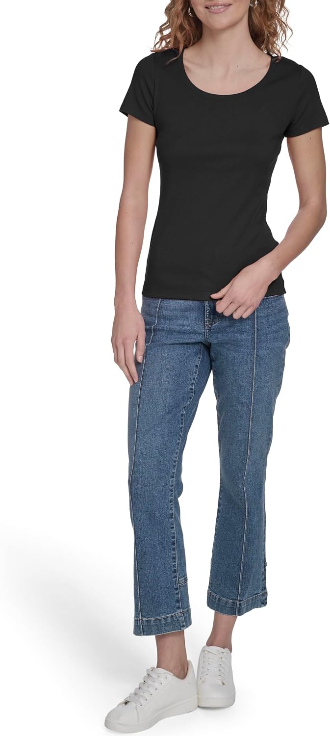image:imageNautica Womens Short Sleeve Solid Cotton Scoop Neck TShirtBlack
