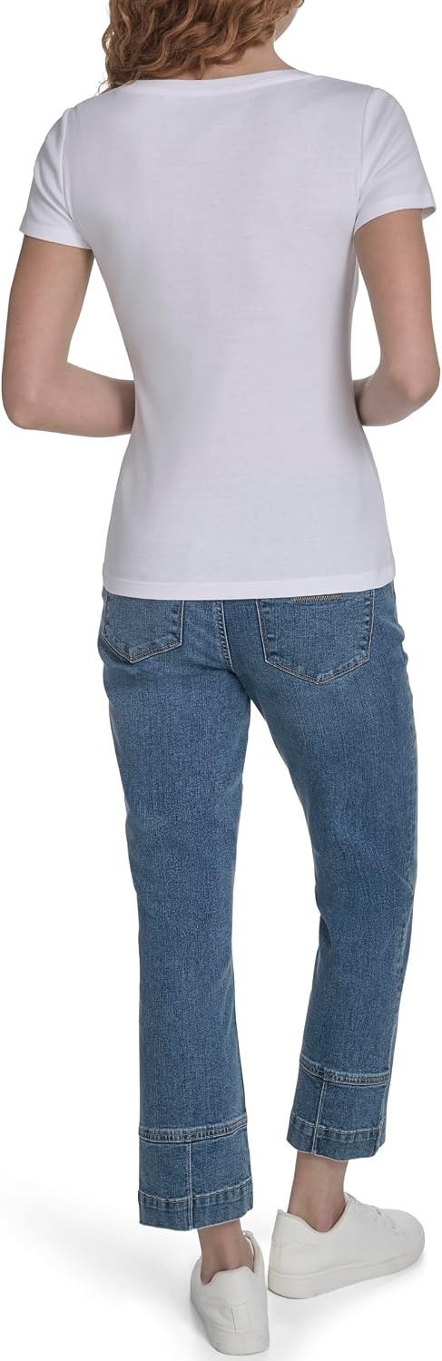 image:imageNautica Womens Short Sleeve Solid Cotton Scoop Neck TShirtBright White