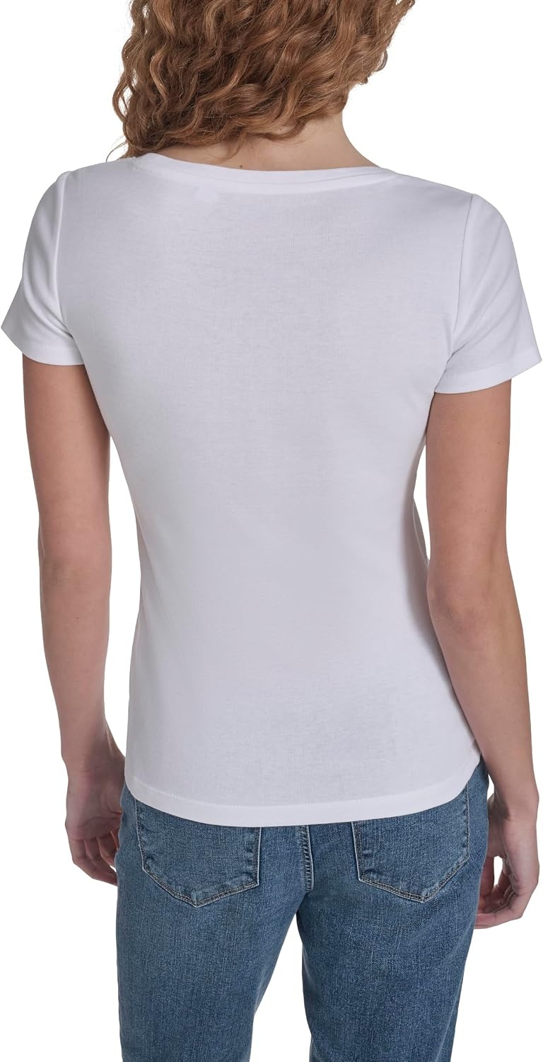 image:imageNautica Womens Short Sleeve Solid Cotton Scoop Neck TShirtBright White
