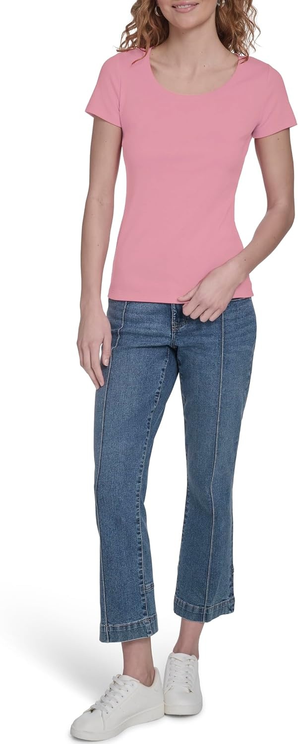 image:imageNautica Womens Short Sleeve Solid Cotton Scoop Neck TShirtEnglish Rose