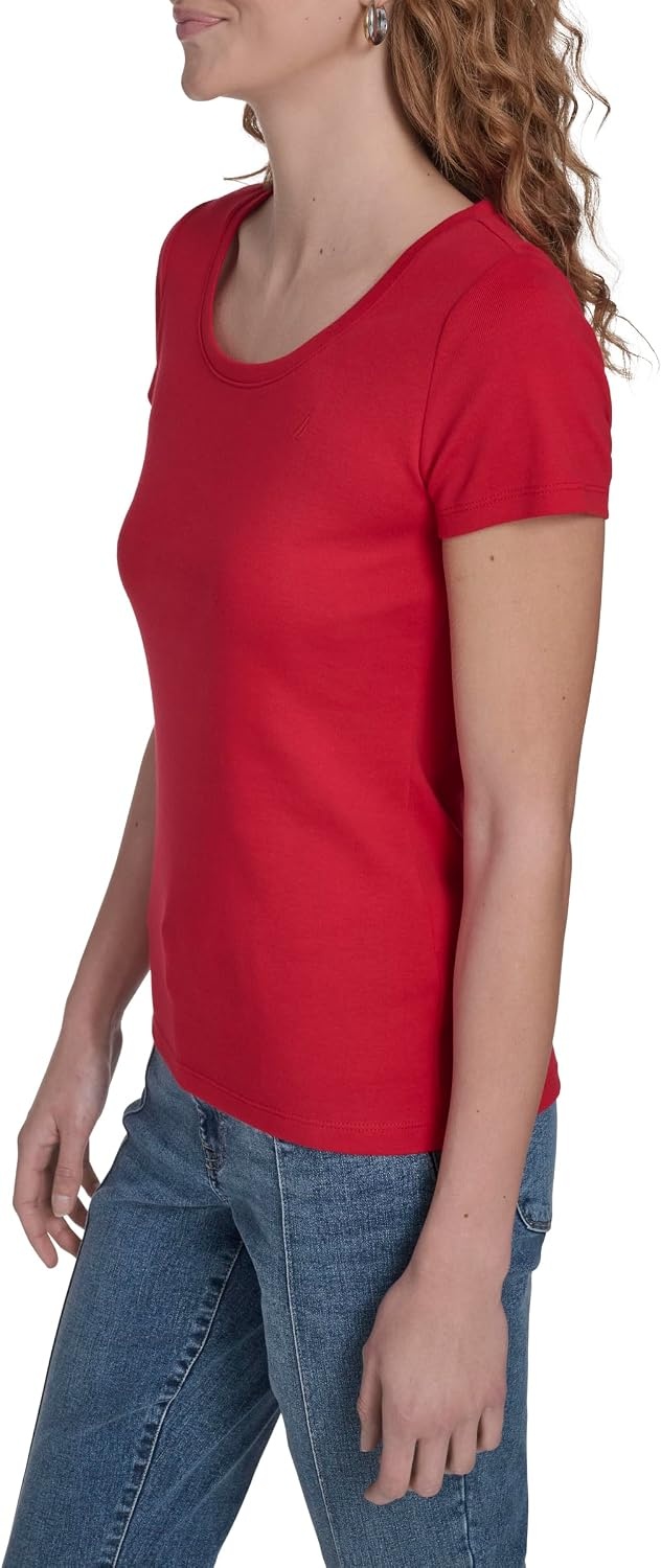 image:imageNautica Womens Short Sleeve Solid Cotton Scoop Neck TShirtEnglish Rose