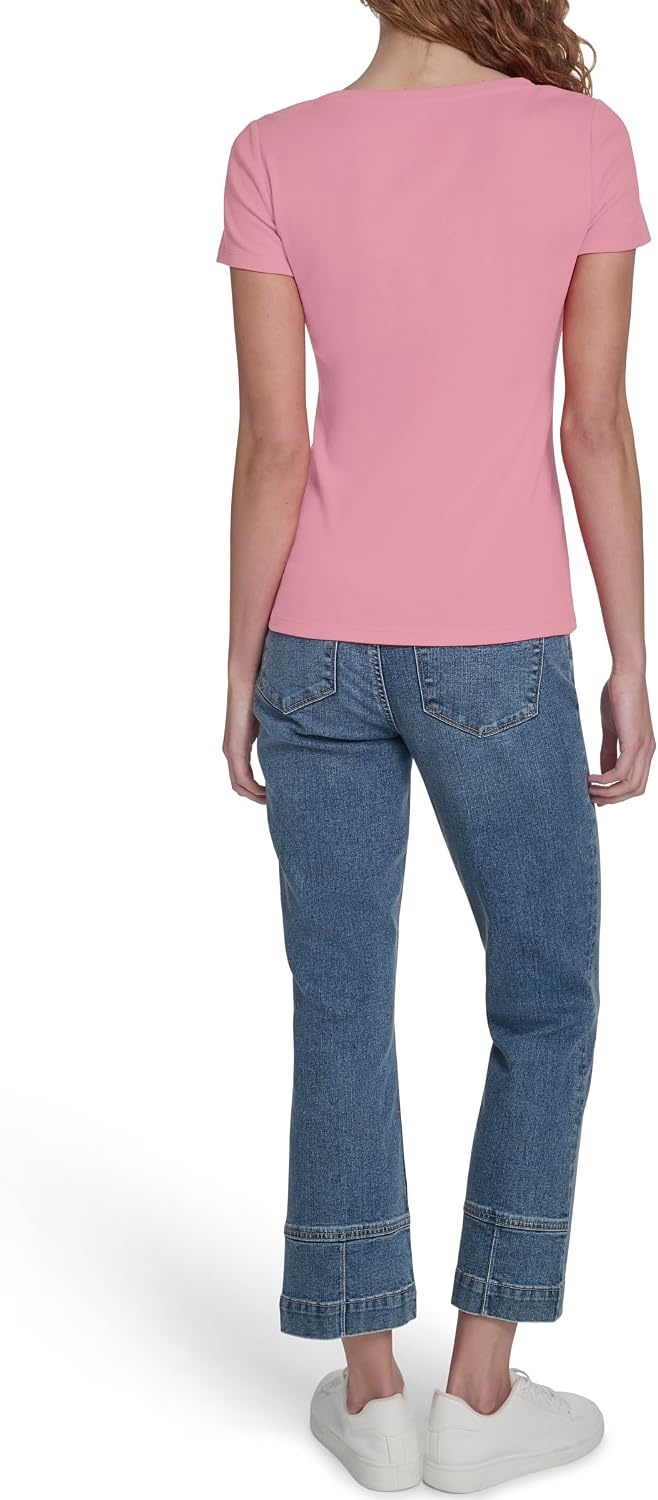 image:imageNautica Womens Short Sleeve Solid Cotton Scoop Neck TShirtEnglish Rose