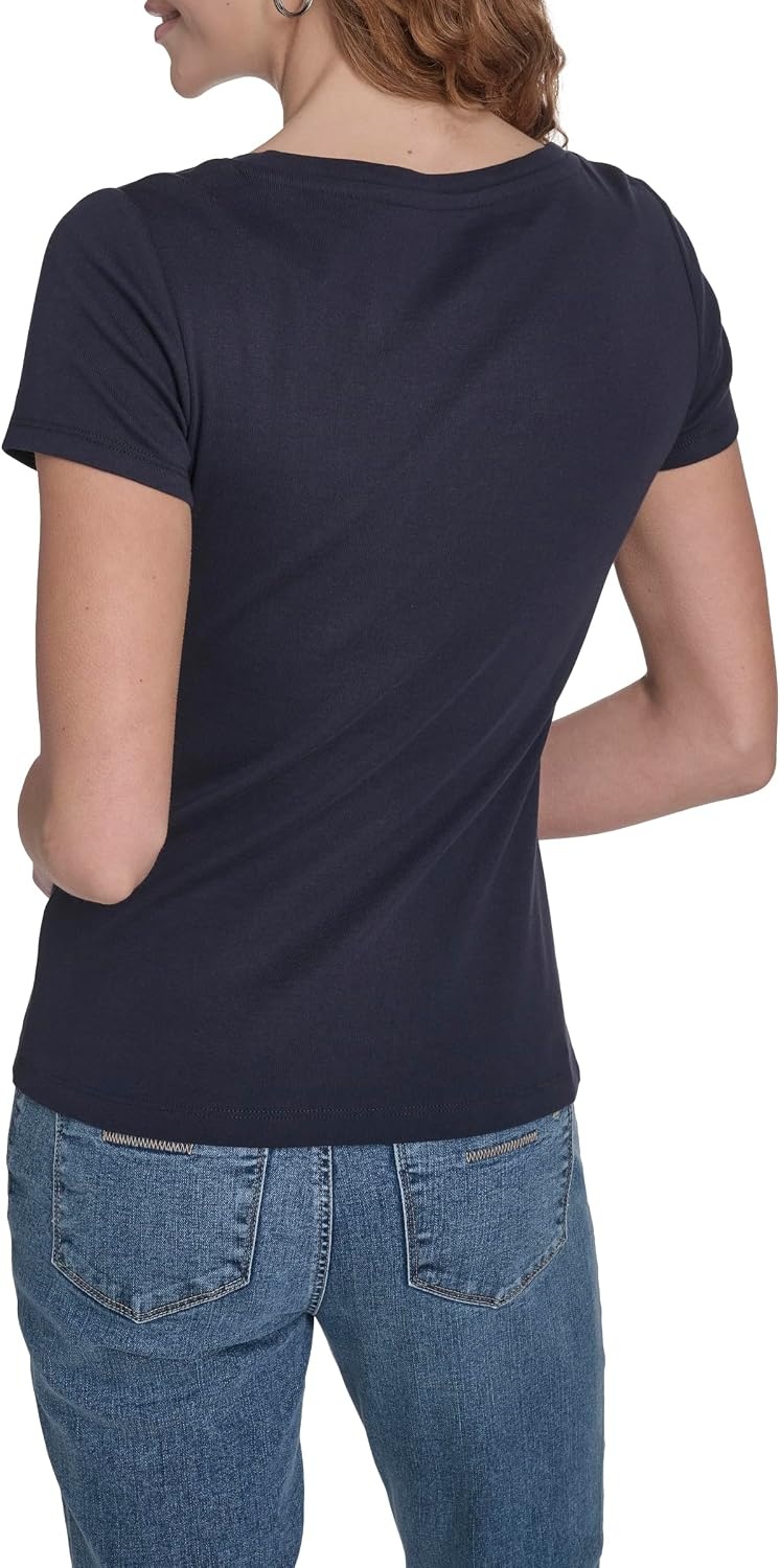 image:imageNautica Womens Short Sleeve Solid Cotton Scoop Neck TShirtNight Sky