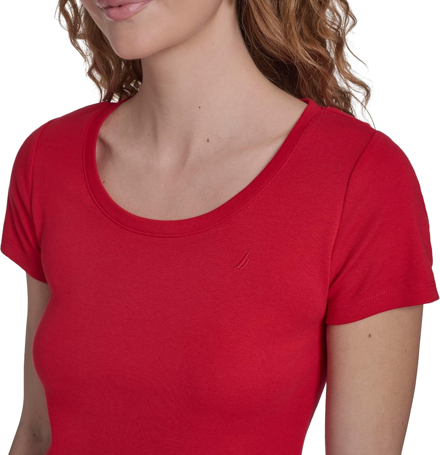 image:imageNautica Womens Short Sleeve Solid Cotton Scoop Neck TShirtScarlet