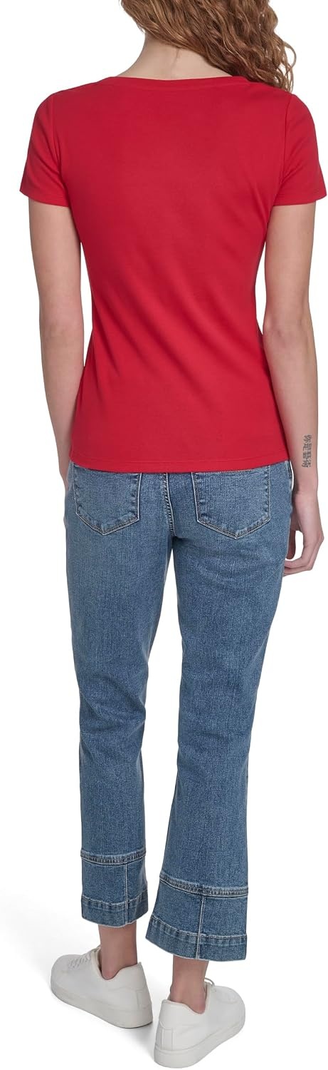 image:imageNautica Womens Short Sleeve Solid Cotton Scoop Neck TShirtScarlet