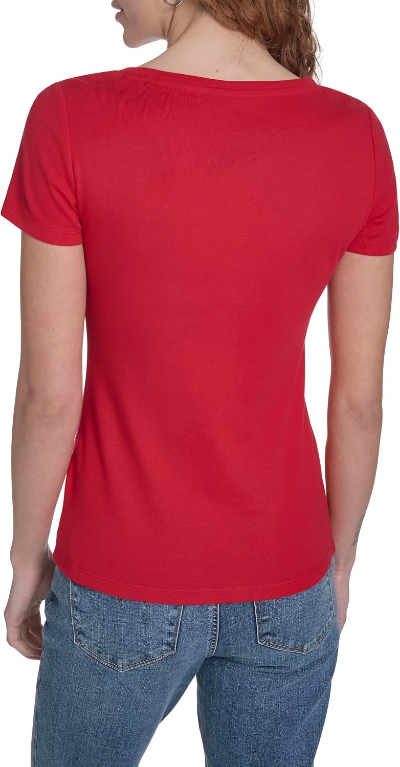 image:imageNautica Womens Short Sleeve Solid Cotton Scoop Neck TShirtScarlet
