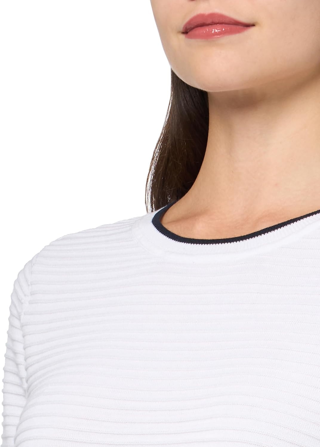 image:imageNautica Womens Short Sleeve Striped Pullover Sweater with TippingBright White Night Sky