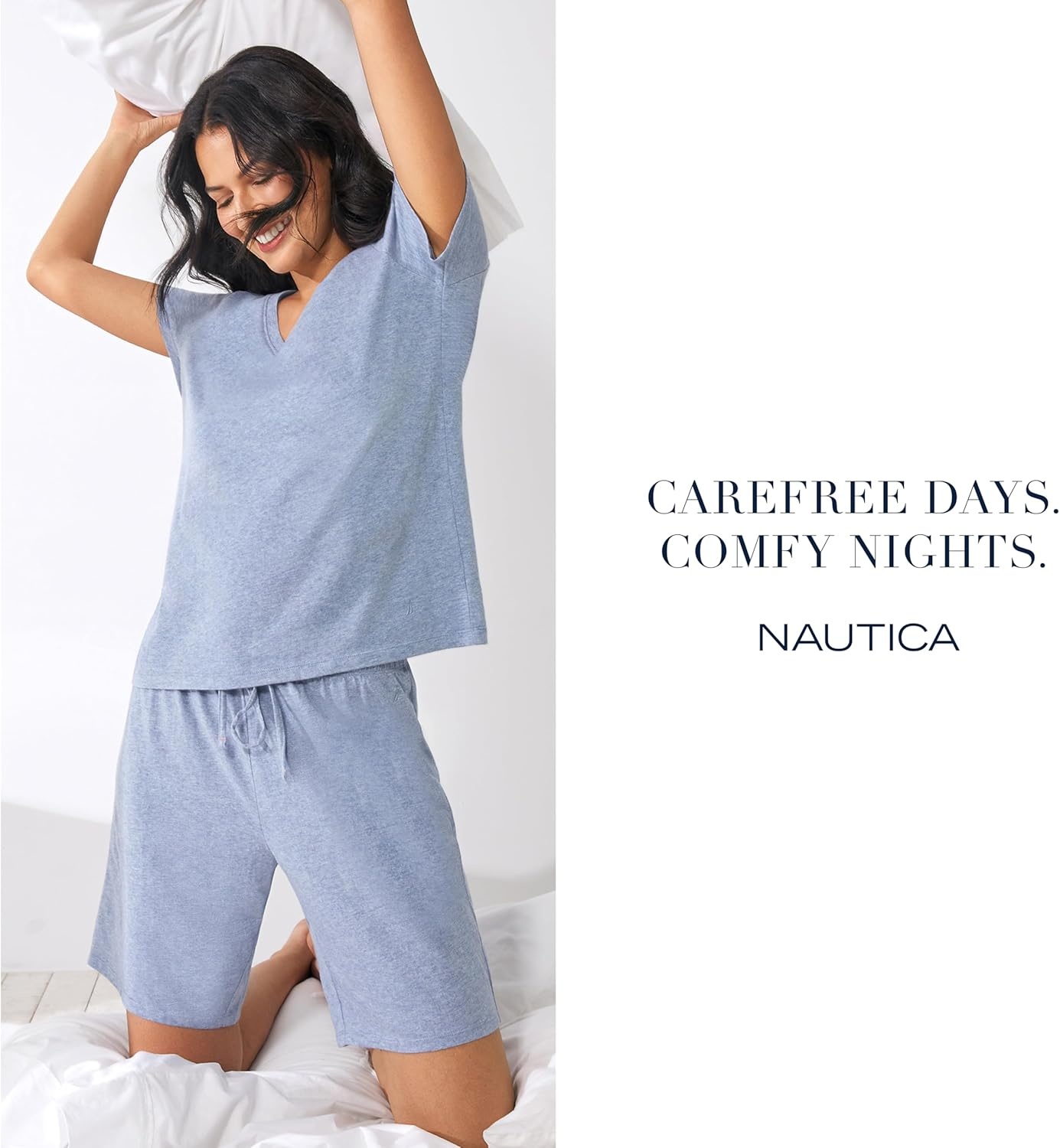 image:imageNautica Womens Sleep Bermuda Shorts Lightweight Breathable Pajama Bottoms Cotton Knit Jersey Sleepwear and LoungewearHeather Grey