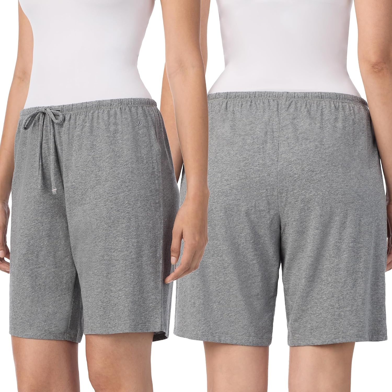 image:imageNautica Womens Sleep Bermuda Shorts Lightweight Breathable Pajama Bottoms Cotton Knit Jersey Sleepwear and LoungewearHeather Grey