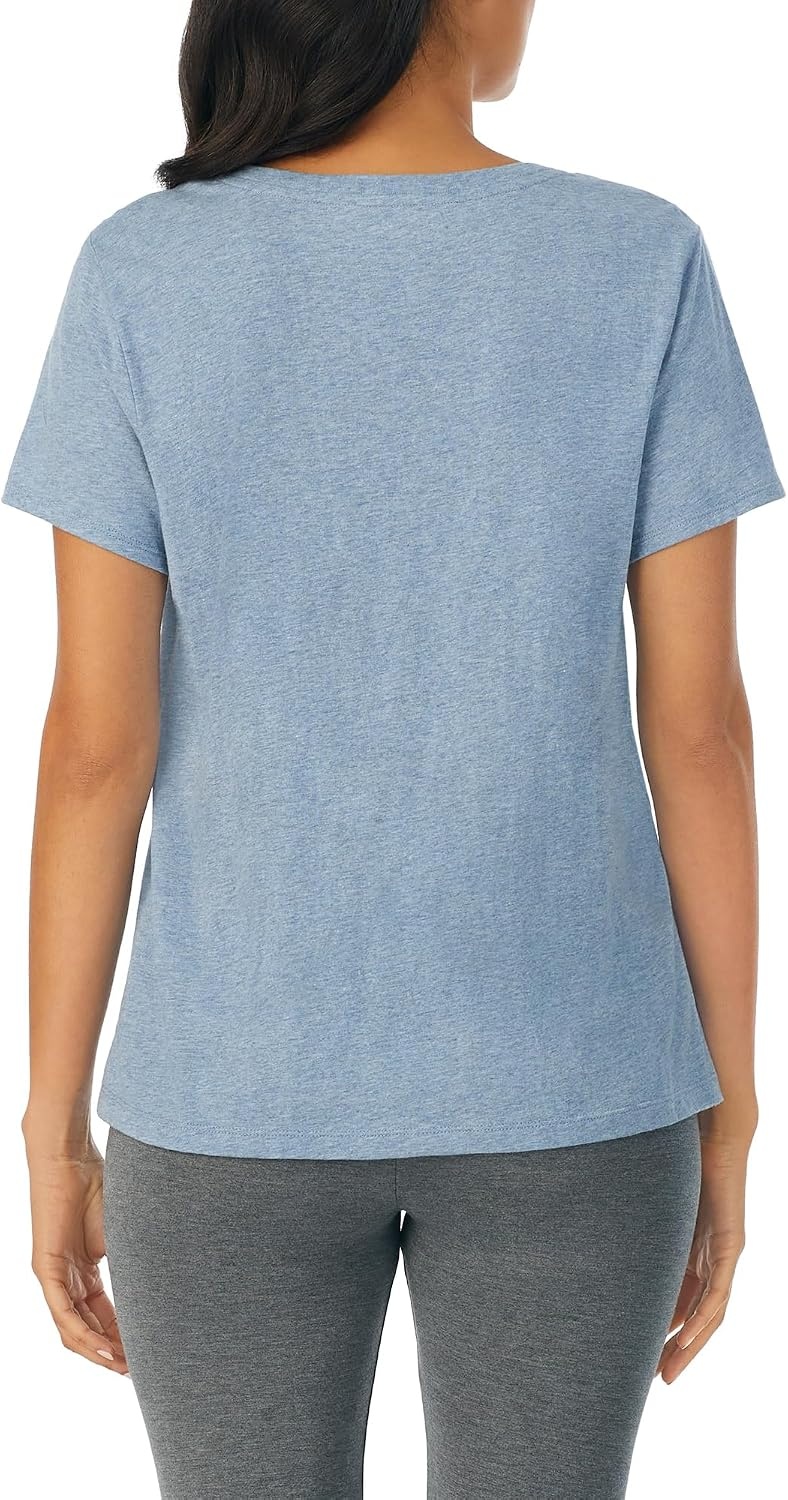 image:imageNautica Womens Sleep Shirt Lightweight Breathable Pajama Top Cotton Knit Jersey VNeck Sleepwear and LoungewearHeather Blue