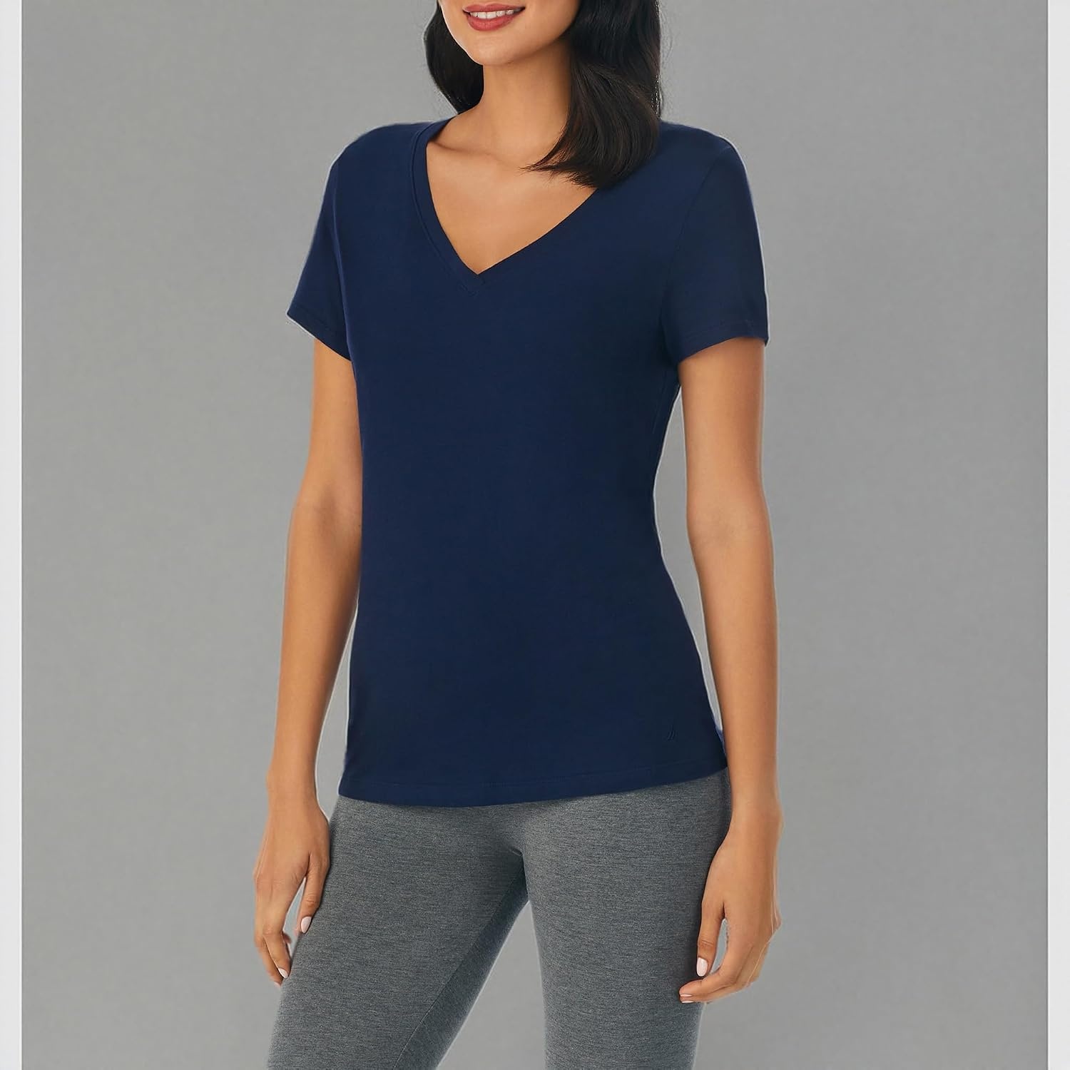 image:imageNautica Womens Sleep Shirt Lightweight Breathable Pajama Top Cotton Knit Jersey VNeck Sleepwear and LoungewearNavy