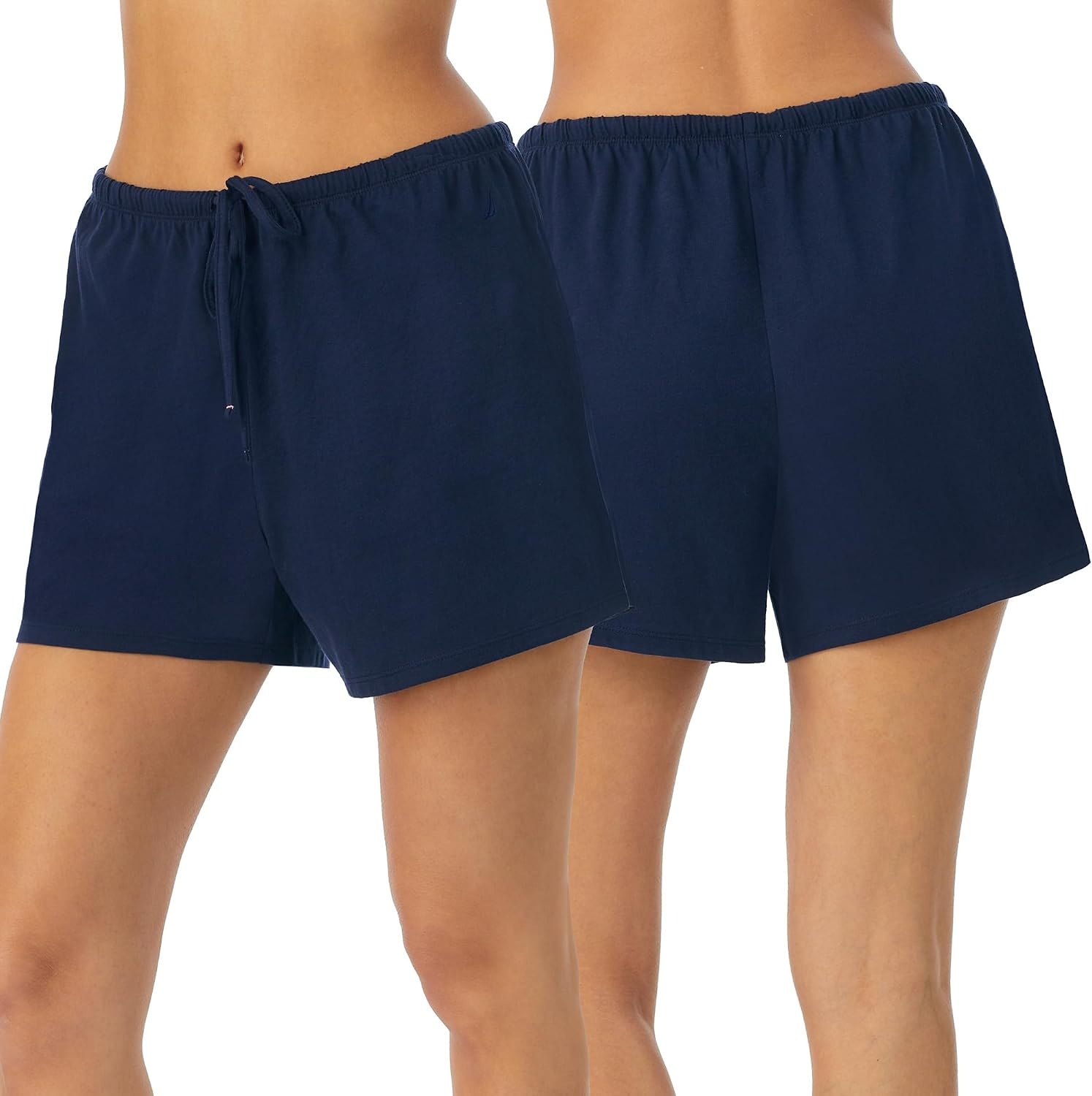 image:imageNautica Womens Sleep Shorts MidThigh Lightweight Breathable Pajama Bottoms Cotton Knit Jersey Sleepwear and Loungewear2 Pack NavyBlack