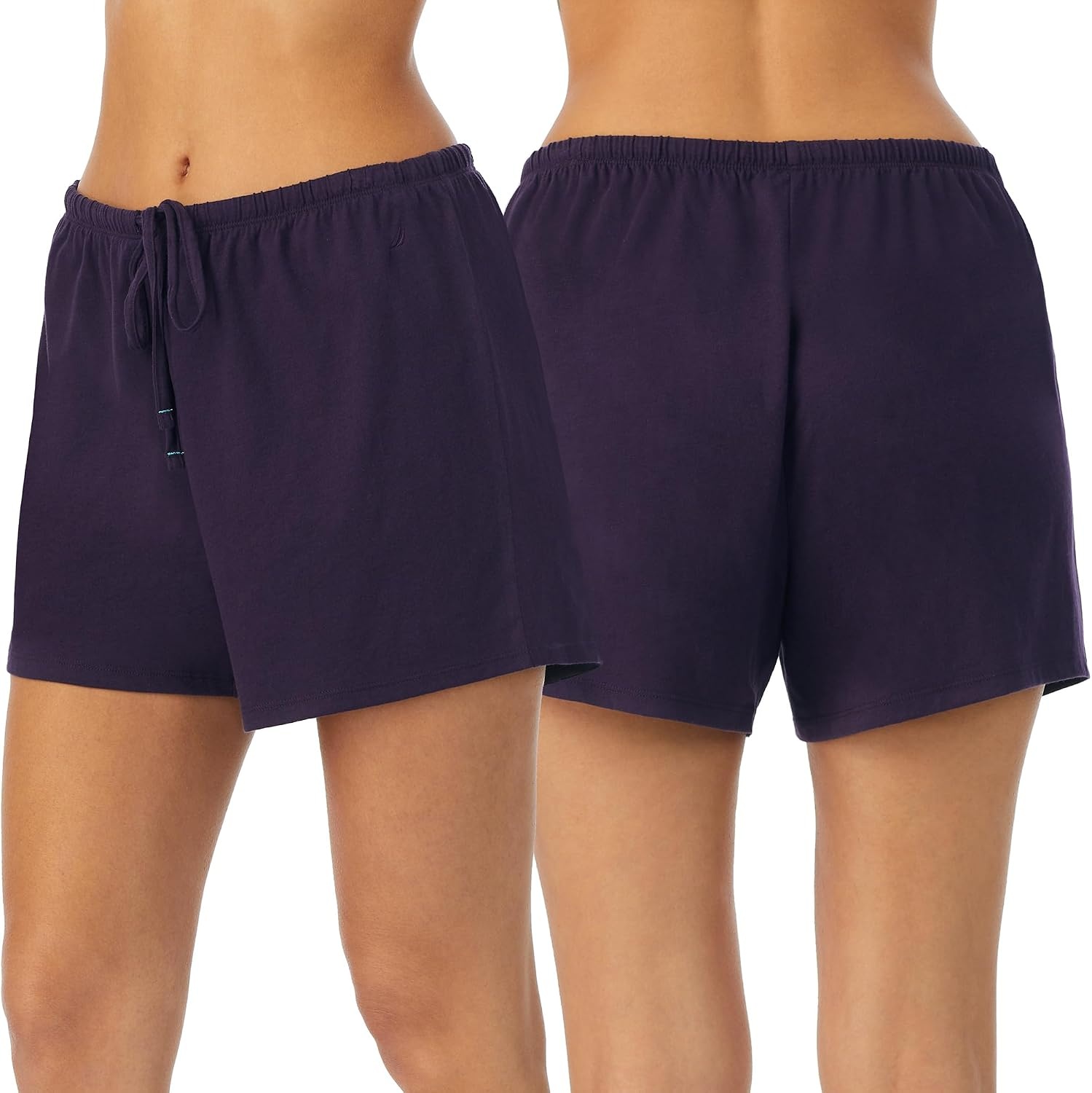 image:imageNautica Womens Sleep Shorts MidThigh Lightweight Breathable Pajama Bottoms Cotton Knit Jersey Sleepwear and Loungewear2 Pack PurpleBlack
