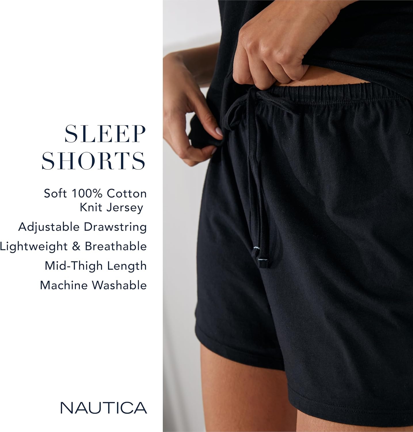 image:imageNautica Womens Sleep Shorts MidThigh Lightweight Breathable Pajama Bottoms Cotton Knit Jersey Sleepwear and LoungewearHeather Grey
