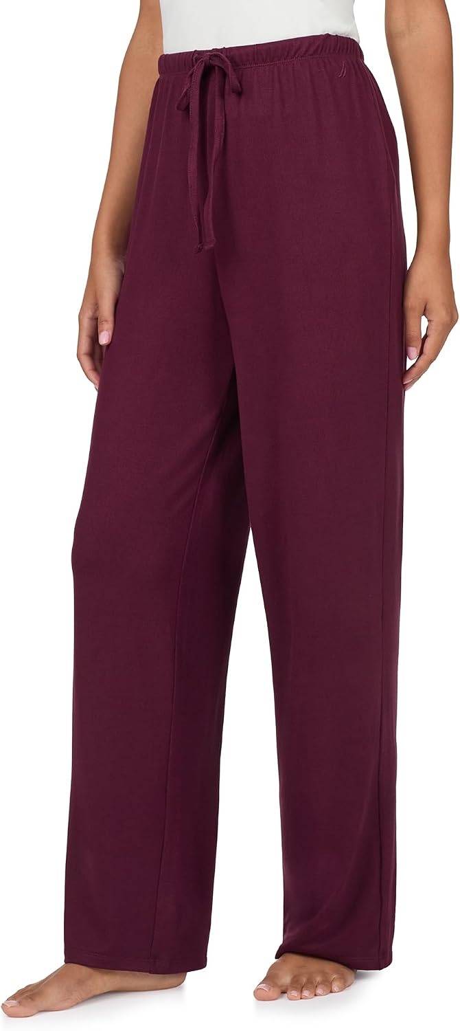 image:imageNautica Womens Sleepwear amp Loungewear Sweater Knit Wide Leg Lounge Pajama Pants Lightweight Soft amp Cozy PJs for WomenBurgundy