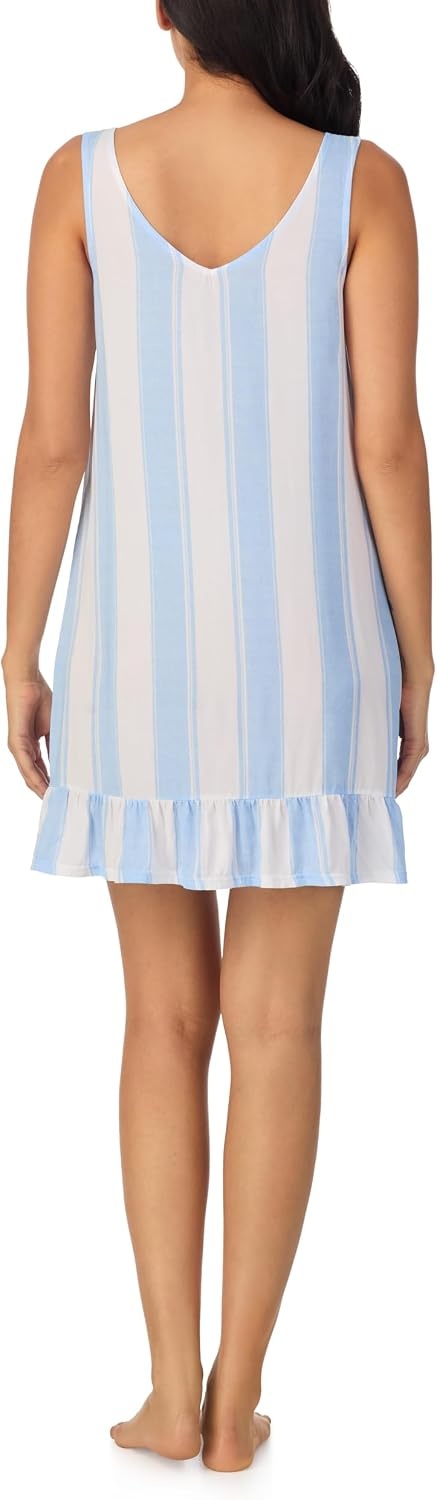 image:imageNautica Womens Sleeveless Nightgown Summer Lightweight Tank Sleep Dress with Ruffle Hem Lounge and SleepwearBlue Stripe