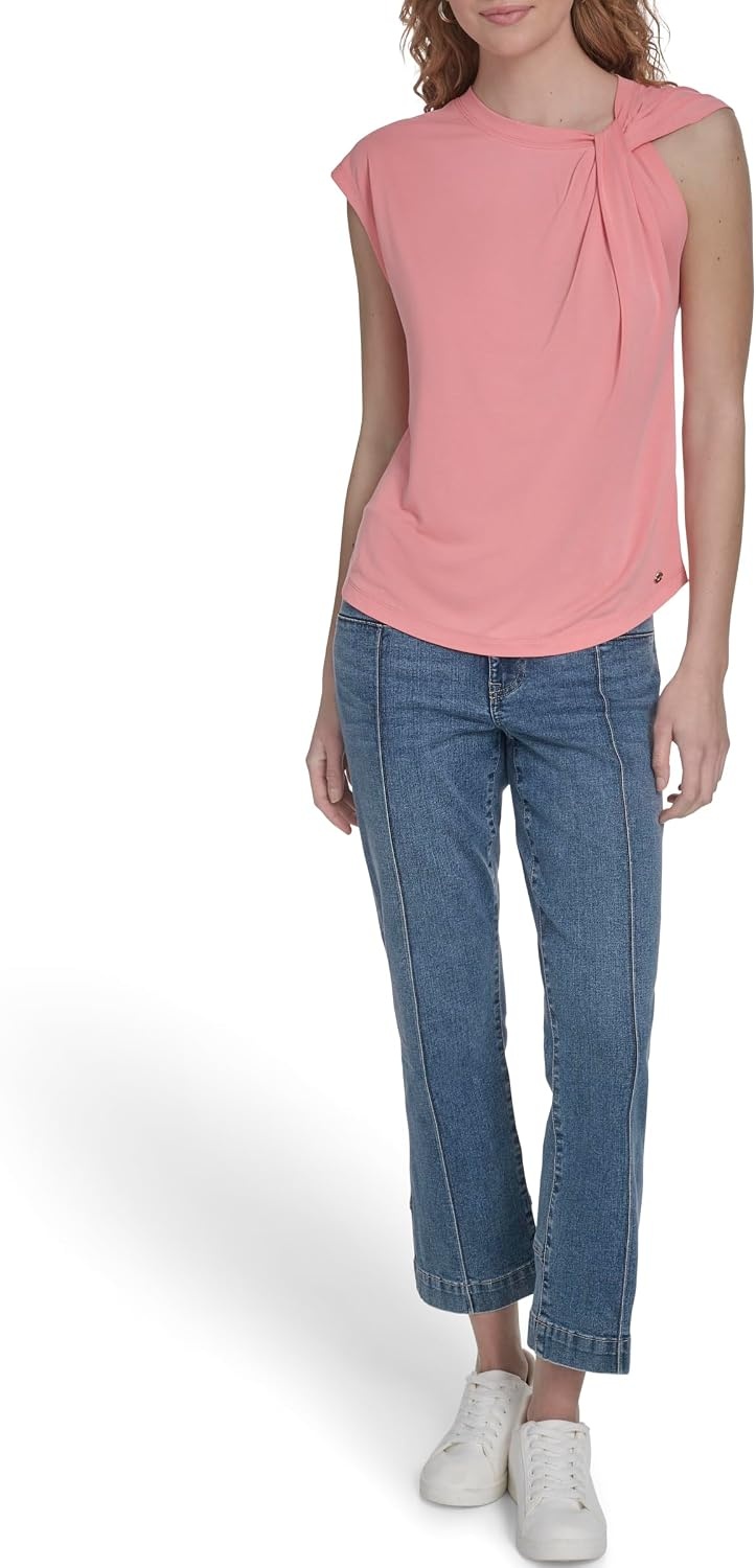 image:imageNautica Womens Sleeveless Twist Tie Soft Solid TopBloom