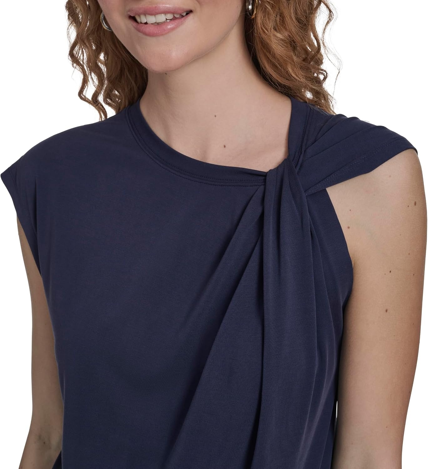 image:imageNautica Womens Sleeveless Twist Tie Soft Solid TopNight Sky