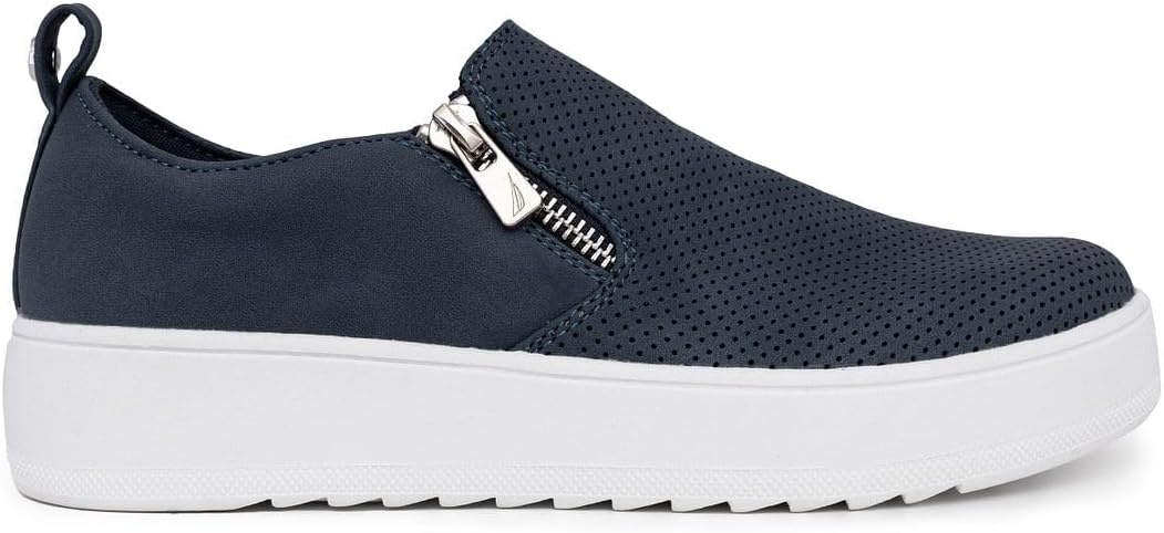 image:imageNautica Womens SlipOn Fashion Sneakers with Side Zipper Comfortable LowTop Walking Shoes for Casual Everyday WearNavy