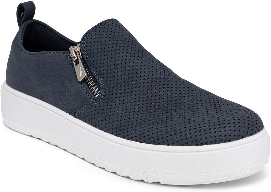 image:imageNautica Womens SlipOn Fashion Sneakers with Side Zipper Comfortable LowTop Walking Shoes for Casual Everyday WearNavy