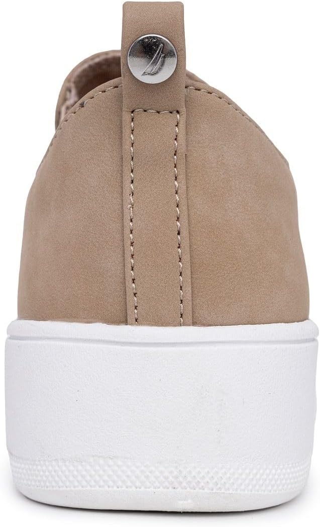 image:imageNautica Womens SlipOn Fashion Sneakers with Side Zipper Comfortable LowTop Walking Shoes for Casual Everyday WearTaupe