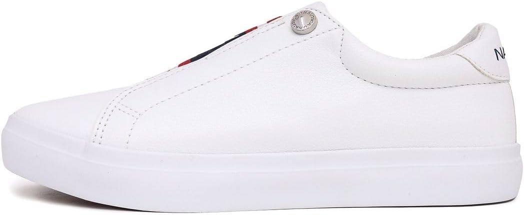 image:imageNautica Womens SlipOn Sneakers Casual LowTop Walking Shoes Comfortable NoLace Fashion Tennis StyleNitarared White Blue
