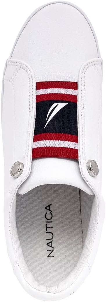 image:imageNautica Womens SlipOn Sneakers Casual LowTop Walking Shoes Comfortable NoLace Fashion Tennis StyleNitarared White Blue