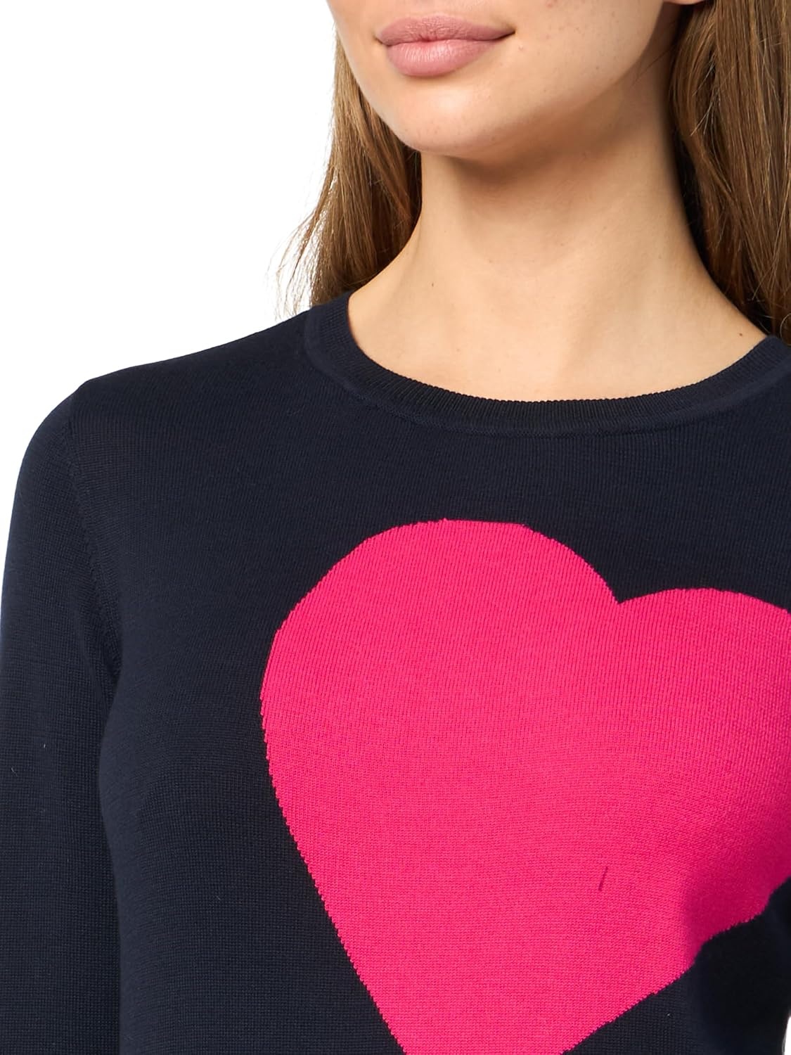 image:imageNautica Womens Soft Heart Long Sleeve Crewneck SweaterNight SkyAster Pink