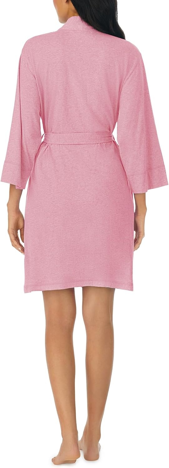 image:imageNautica Womens Soft Robe Above Knee 34 Length Sleeve Lightweight Robe Cotton Knit Jersey Sleepwear and LoungewearHeather Pink
