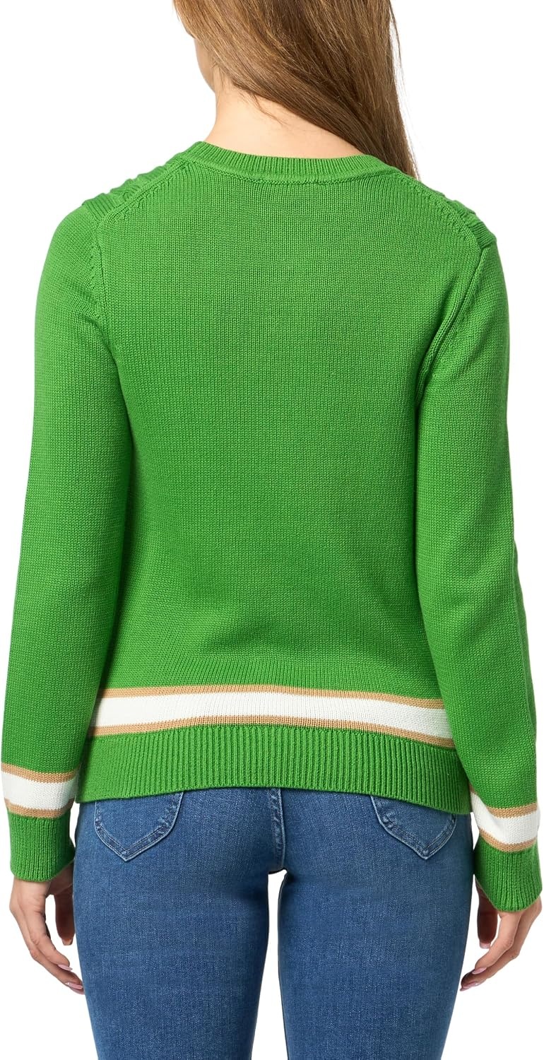 image:imageNautica Womens Solid Cable Long Sleeve Tipped SweaterNew Leaf Multi