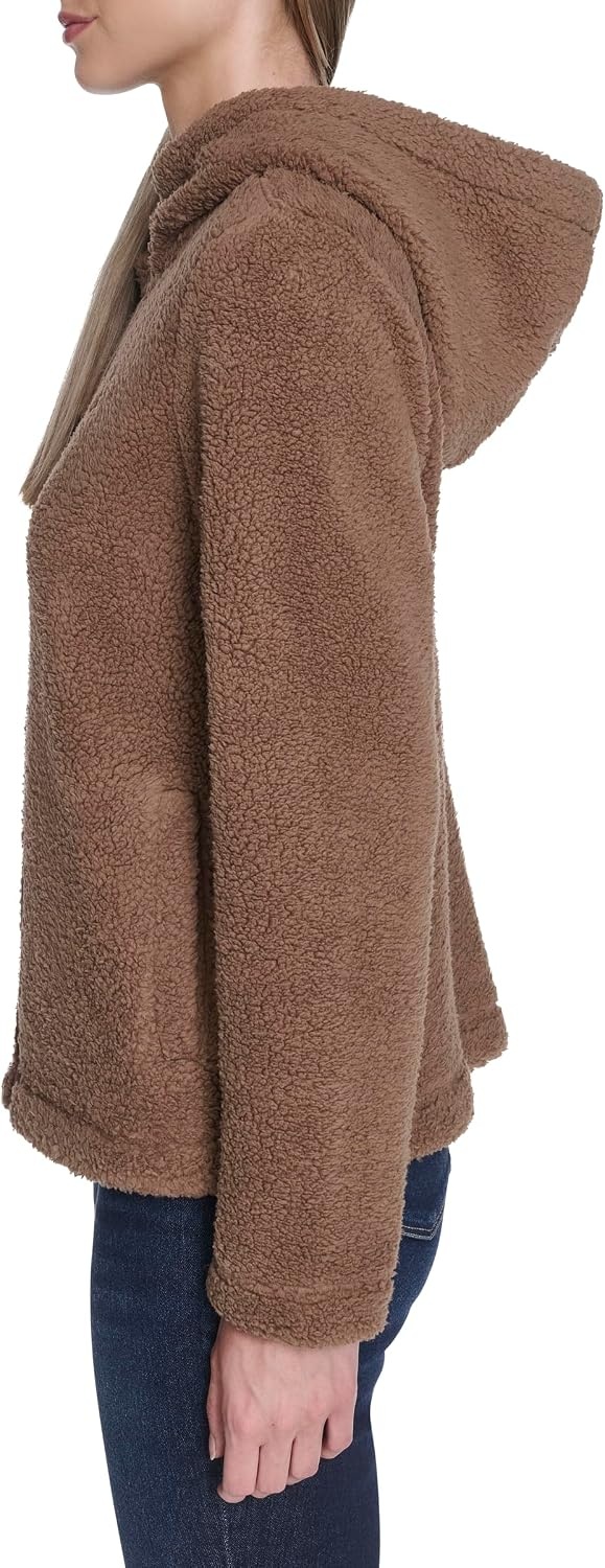 image:imageNautica Womens Solid Sherpa Zipup Hoodie JacketBarley